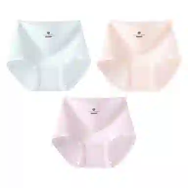 二三二三 纯棉高腰无痕亲肤柔软舒适中腰包臀不卡裆不夹臀不卷边三角抑菌透气吸汗纯色字母印花简约时尚百搭潮流内裤 女款 组合装