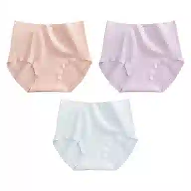 二三二三 纯棉抑菌高腰收腹不卡档不夹臀不卷边亲肤舒适透气不闷三角裤隐形无痕亲肤纯色爱心甜酷可爱少女内裤 女款 组合装
