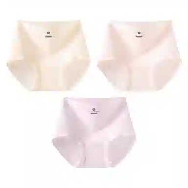 二三二三 纯棉高腰无痕亲肤柔软舒适中腰包臀不卡裆不夹臀不卷边三角抑菌透气吸汗纯色字母印花简约时尚百搭潮流内裤 女款 组合装