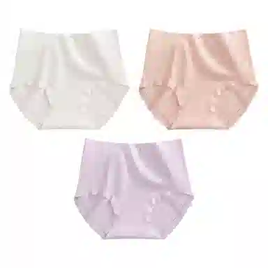 二三二三 纯棉抑菌高腰收腹不卡档不夹臀不卷边亲肤舒适透气不闷三角裤隐形无痕亲肤纯色爱心甜酷可爱少女内裤 女款 组合装