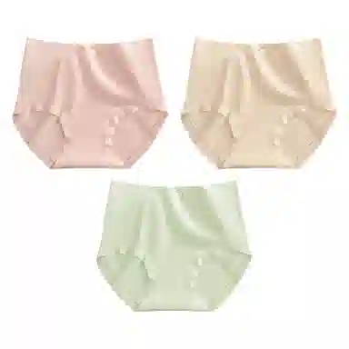 二三二三 纯棉抑菌高腰收腹不卡档不夹臀不卷边亲肤舒适透气不闷三角裤隐形无痕亲肤纯色爱心甜酷可爱少女内裤 女款 组合装