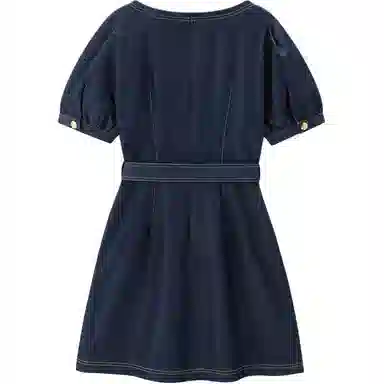 太平鸟 高腰休闲简约短袖连衣裙 女款
