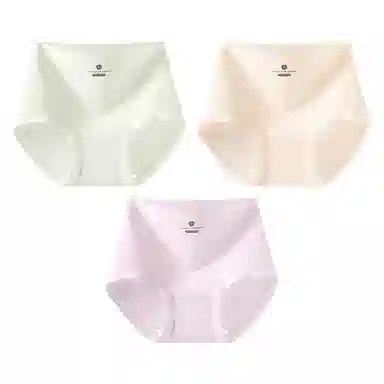 二三二三 纯棉高腰无痕亲肤柔软舒适中腰包臀不卡裆不夹臀不卷边三角抑菌透气吸汗纯色字母印花简约时尚百搭潮流内裤 女款 组合装