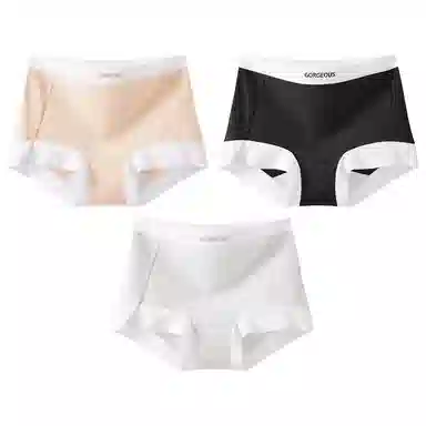 二三二三 柔软亲肤不卷边不卡档不夹臀不勒肉透气抑菌三角裤撞色字母极简风时尚简约内裤 女款 组合装