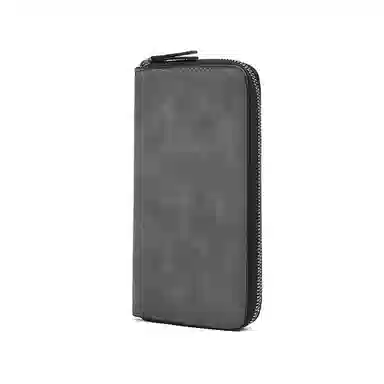 老人头 商务风长款 合成革 钱包 男女同款情侣款 深棕色