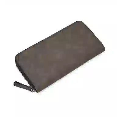 老人头 商务风长款 合成革 钱包 男女同款情侣款 深棕色