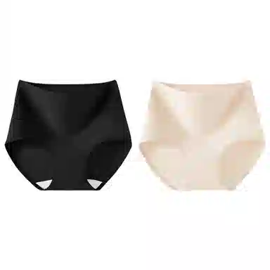 二三二三 纯色简约高腰设计透气吸湿排汗不卡档不勒肉不卷边三角裤柔软舒适亲肤防夹臀时尚百搭潮流内裤 女款 组合装