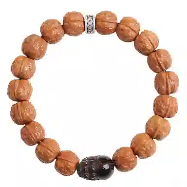 木盛缘 【招财进宝  原皮原色】蛤蟆纹佛珠搭木带宝单圈文玩 猴头核桃 手串 男女同款情侣款