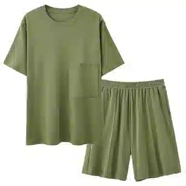 欧迪芬 可外穿可居家柔软亲肤休闲宽松短袖五分裤睡衣套装 男款