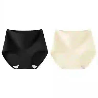 二三二三 纯色简约高腰设计透气吸湿排汗不卡档不勒肉不卷边三角裤柔软舒适亲肤防夹臀时尚百搭潮流内裤 女款 组合装