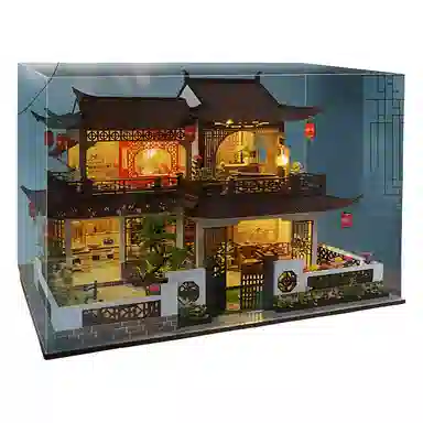 欧洛伊 创意古风建筑 西溪花间小屋 拼装模型