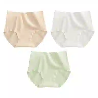 二三二三 纯棉抑菌高腰收腹不卡档不夹臀不卷边亲肤舒适透气不闷三角裤隐形无痕亲肤纯色爱心甜酷可爱少女内裤 女款 组合装