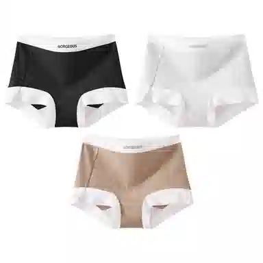 二三二三 柔软亲肤不卷边不卡档不夹臀不勒肉透气抑菌三角裤撞色字母极简风时尚简约内裤 女款 组合装