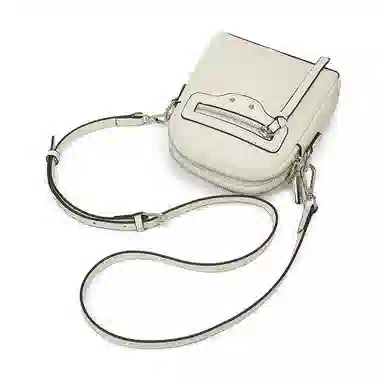 老人头 小众复古通勤简约时尚百搭 牛皮革 单肩斜挎包 女款 米白色/黑色/灰色