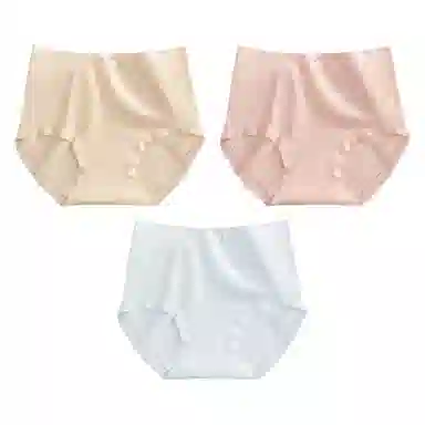 二三二三 纯棉抑菌高腰收腹不卡档不夹臀不卷边亲肤舒适透气不闷三角裤隐形无痕亲肤纯色爱心甜酷可爱少女内裤 女款 组合装