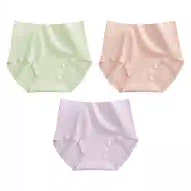 二三二三 纯棉抑菌高腰收腹不卡档不夹臀不卷边亲肤舒适透气不闷三角裤隐形无痕亲肤纯色爱心甜酷可爱少女内裤 女款 组合装