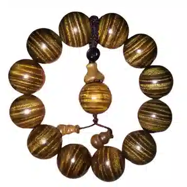 吉千年 【收藏级】新中式复古潮流风 好运 平安顺遂 招财进宝 爆满水波黑金 金丝楠 楠木 手串 男女同款情侣款