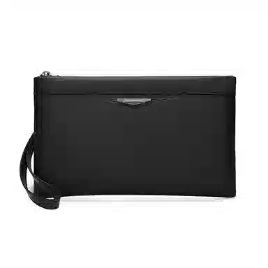 稻草人 英伦风商务纯色时尚潮流 牛皮革 手拿包 常规 男款 黑色