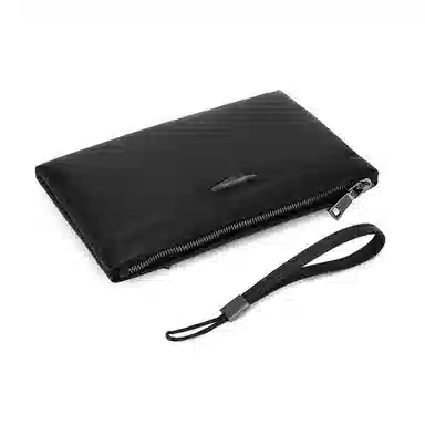 稻草人 英伦风商务纯色时尚潮流 牛皮革 手拿包 常规 男款 黑色