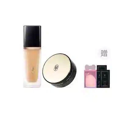 芭集 蝴蝶结彩妆套装粉底液粉饼散粉遮瑕两件套三件套 不脱妆哑光抗氧化持久提亮肤色自然雾面