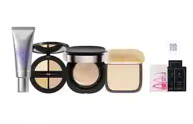 芭集 蝴蝶结彩妆套装气垫粉饼散粉遮瑕两件套三件套 不卡粉不脱妆亮泽修饰肤色持久服帖雾面