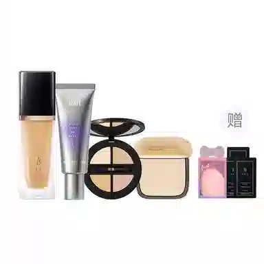 芭集 蝴蝶结彩妆套装粉底液粉饼散粉遮瑕两件套三件套 不脱妆哑光抗氧化持久提亮肤色自然雾面