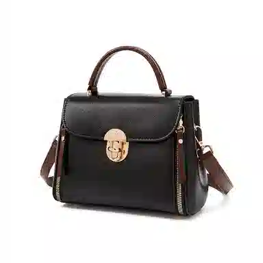 红蜻蜓 高级感经典设计气质百搭通勤妈妈老花 牛剖层皮革拼合成革 轻巧便携学院风女友斜挎包单肩包手提包 女款 咖啡色/黑色/奶昔白