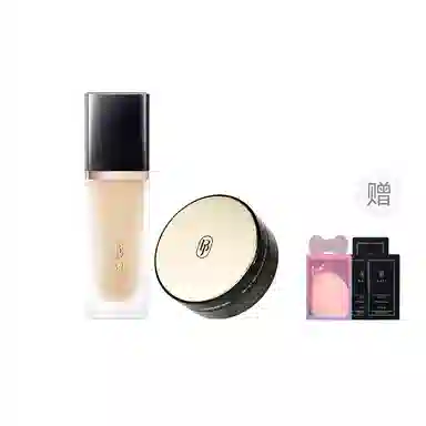 芭集 蝴蝶结彩妆套装粉底液粉饼散粉遮瑕两件套三件套 不脱妆哑光抗氧化持久提亮肤色自然雾面