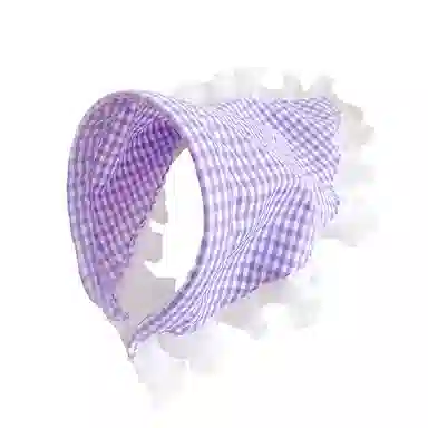 蒙妮 田园风蕾丝格子三角巾 布艺 发箍 女款