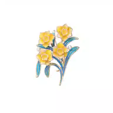 山一丸 优雅气质国风彩绘牡丹花旗袍花束配饰 优质环保铜 胸针 女款