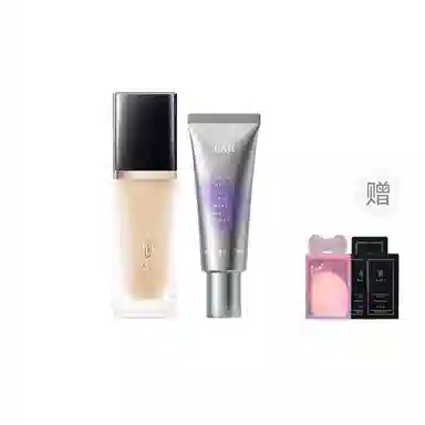 芭集 蝴蝶结彩妆套装粉底液粉饼散粉遮瑕两件套三件套 不脱妆哑光抗氧化持久提亮肤色自然雾面