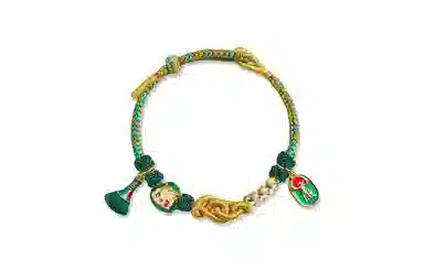 百利金 五彩安康棕 萌趣可爱轻奢精致温柔气质轻奢时尚高级感国潮新中式平安纳福小众设计可调节编织链 合金 手链 男女同款情侣款