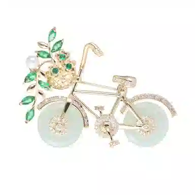 山一丸 新颖个性创意设计有趣胸花童趣时尚可爱潮别针西装外套自行车 环保铜 胸针 女款