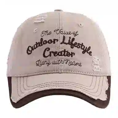 艾佳微 破洞软顶户外休闲遮阳韩版时尚字母刺绣 棉 鸭舌帽 男女同款情侣款