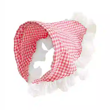 蒙妮 田园风蕾丝格子三角巾 布艺 发箍 女款