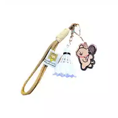 丹琴 卡通小狗爱打羽毛球趣味系列钥匙扣可爱仿真书包挂饰 亚克力/挂绳 挂件 男女同款情侣款
