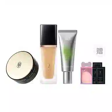 芭集 蝴蝶结彩妆套装粉底液粉饼散粉遮瑕两件套三件套 不脱妆哑光抗氧化持久提亮肤色自然雾面