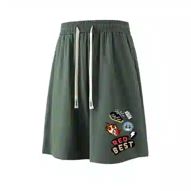 红蜻蜓 美式复古高街设计感经典品牌印花舒适宽松百搭日常通勤潮流时尚简约直筒休闲短裤 男女同款