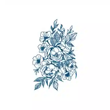 饰田  花簇环绕草本纹身贴 持久防水