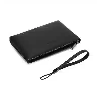 稻草人 英伦风纯色时尚高级感 牛皮革 手拿包 男款 黑色