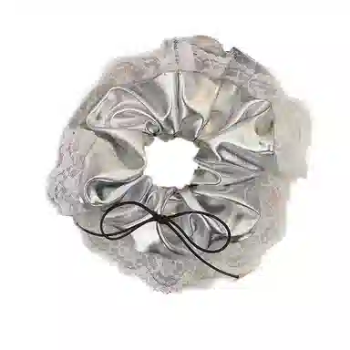 希铃 银色层次蝴蝶结风 蕾丝 发圈 女款