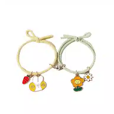 玄唐 卡通闺蜜相吸皮筋手绳两用磁吸一对发绳头饰女