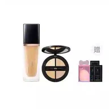 芭集 蝴蝶结彩妆套装粉底液粉饼散粉遮瑕两件套三件套 不脱妆哑光抗氧化持久提亮肤色自然雾面
