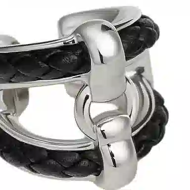 Hermes Braided Leather Clip-On Earrings Silver