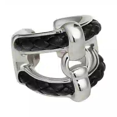 Hermes Braided Leather Clip-On Earrings Silver