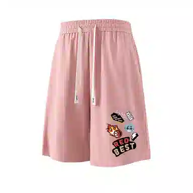 红蜻蜓 美式复古高街设计感经典品牌印花舒适宽松百搭日常通勤潮流时尚简约直筒休闲短裤 男女同款