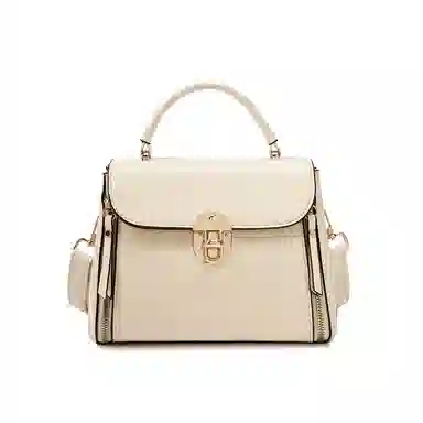 红蜻蜓 高级感经典设计气质百搭通勤妈妈老花 牛剖层皮革拼合成革 轻巧便携学院风女友斜挎包单肩包手提包 女款 咖啡色/黑色/奶昔白