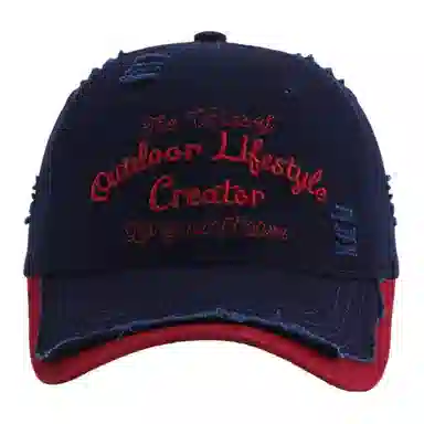 艾佳微 破洞软顶户外休闲遮阳韩版时尚字母刺绣 棉 鸭舌帽 男女同款情侣款