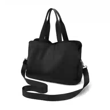 老人头 简约休闲纯色旅游行李袋 织物 单肩斜挎旅行包 女款 黑色