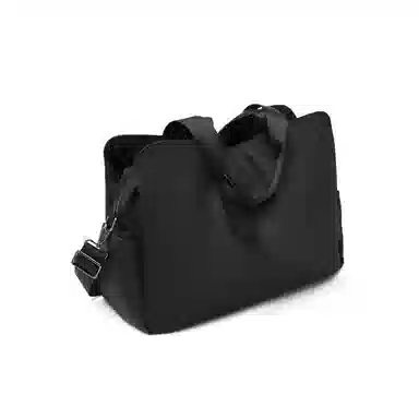 老人头 简约休闲纯色旅游行李袋 织物 单肩斜挎旅行包 女款 黑色